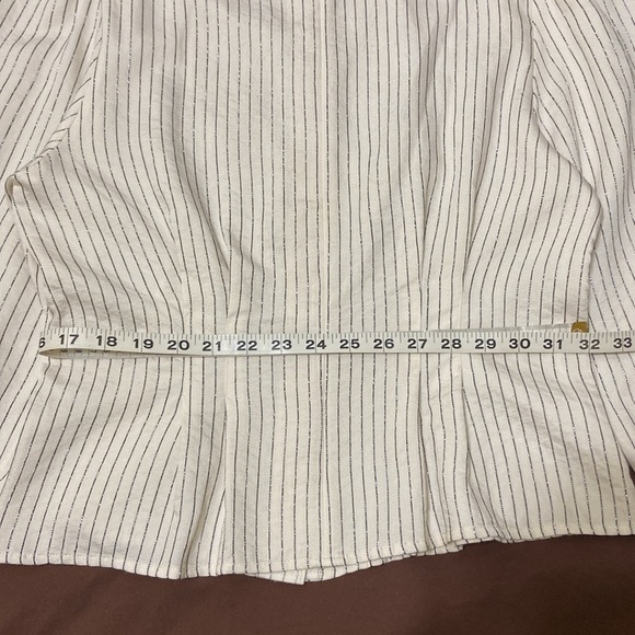 & OTHER STORIES PARIS ATELIER,LONG SLEEVE CREAM BLOUSE WITH SILVER STRIPS.SIZE10 - Picture 7 of 9
